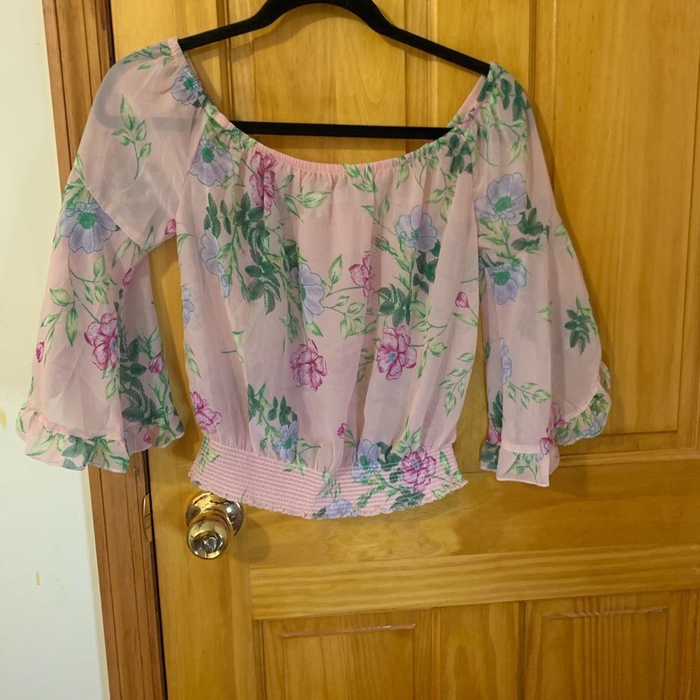 Sheer Off the shoulder floral top